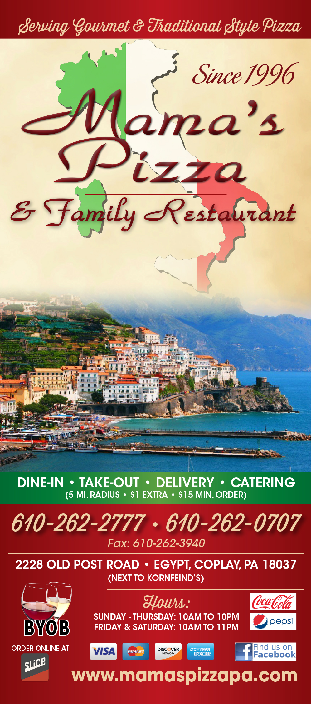 Click for a printable PDF Menu